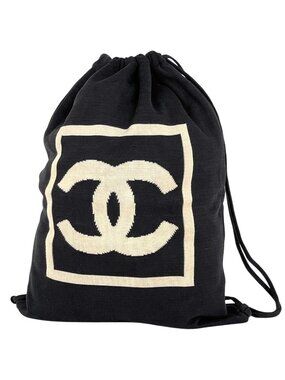 Chanel Sports Line Backpack Nap Sac CC Logo Fabric Black